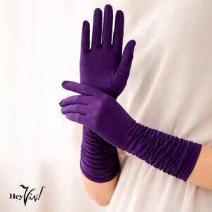 Purple Mid Arm Length Gloves Soft Stretch Retro Church Prom Party Dress -Hey Viv